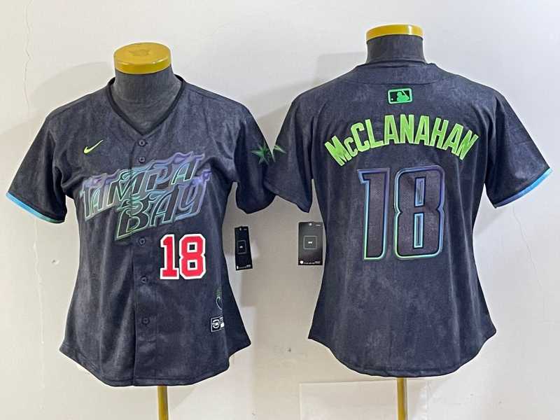 Womens Tampa Bay Rays #18 Shane McClanahan Charcoal 2024 City Connect Player Number Limited Cool Base Jerseys
